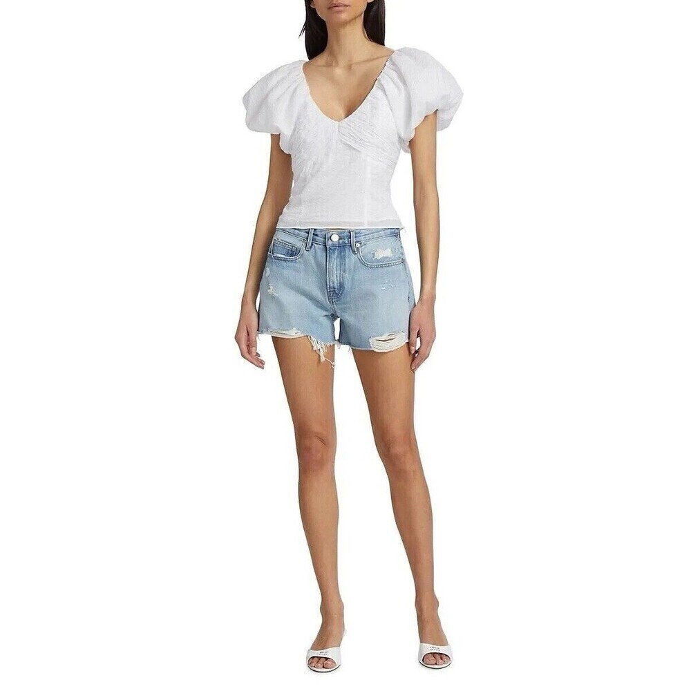 Frame Women’s Milkmaid White Puff Sleeve Blouse Cottage Prairie Square Neck XS